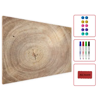 Produktbild von Metallische Magnettafel BAUMSTAMM NATUR BAUMKERN 90x60cm MetalBoards Memoboard für jede Art von Magneten Magnetpinnwand zum Beschriften + 4 Marker, 10 Magnete und Schwamm im Lieferumfang