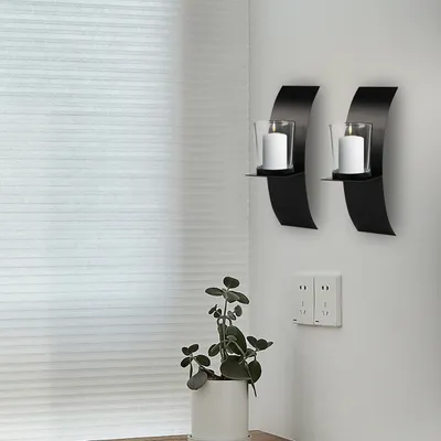 Produktbild von 2 kusy Kovový svícen Svícen Skleněný hrnek Home Black