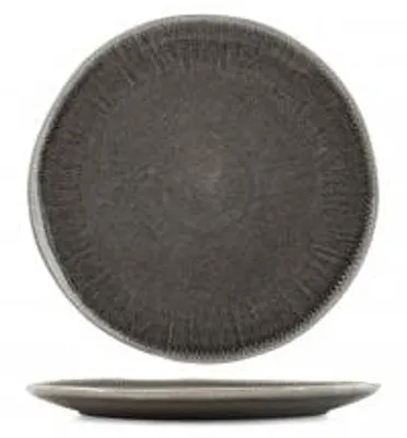 Produktbild von H&H Set mit 6 flachen Tellern, Modell Yucatan, aus Steinzeug, braun, Durchmesser 27 cm