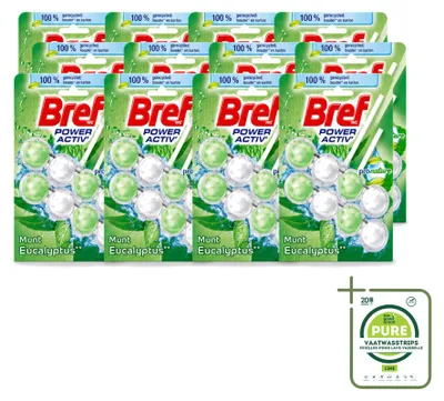 Produktbild von 12 x Bref ProNature Toiletblock - Minze & Eukalyptus - 50 g - Großpackung - 12 Stücke