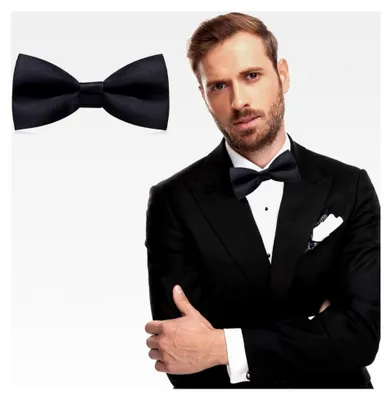 Produktbild von Herrenfliege, Klassische Einfarbige Fliege für Männer, Schmale Smokingfliege mit Haken, Einstellbare Fliege für Hochzeit und Party (Schwarz)