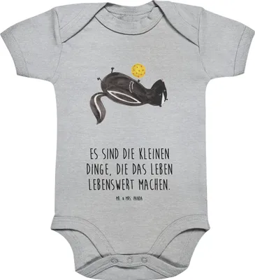 Produktbild von Mr. & Mrs. Panda Strampler Baby Stinktier Ball 1. - 3. Monat - Heather Grey - Geschenk, Raubtier, Weisheit, babykleidung body, Wildtier, Stinker, Babystrampler, Skunk
