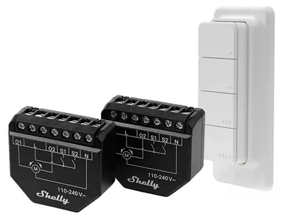 Image de Lot de 2 contrôleurs WiFi pour stores/rideaux Shelly Shutter + 1 bouton BLU RC