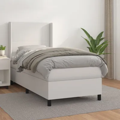 Produktbild von The Living Store Boxspringbett mit Matratze Weiß 90x190 cm Kunstleder