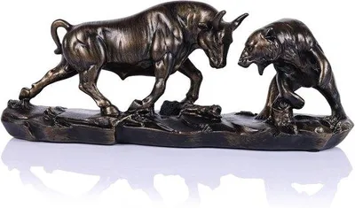 Productafbeelding van Wall Street Bull Statue - Beursbeeldje voor Kantoor, Bureau, Plank, Woonkamer, Studie, Decoratie - Hoogwaardige Hars - Elegante Interieu