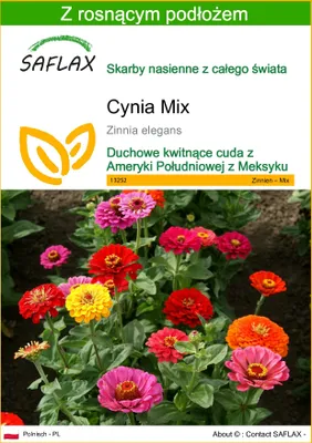 Zdjęcie produktu dla SAFLAX - Cynia Mix - 50 Nasiona - Z podłożem uprawowym wolnym od zarazków - Zinnia elegans