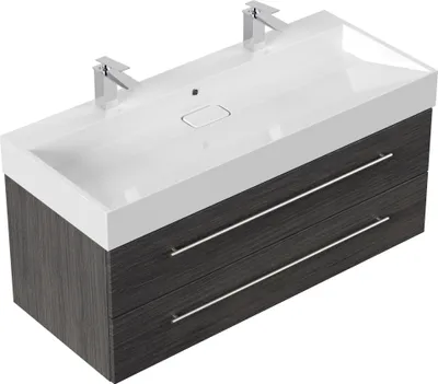 Produktbild von Badmöbel Design 1200 Doppel anthrazit gemasert : Anthrazit gemasert Varianten: Anthrazit gemasert