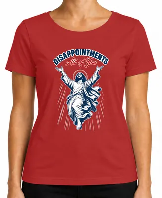 Immagine prodotto di Maglietta da donna, colore rosso, taglia L, con scritta "Disappointments", "All of You", "Jesus Lustig", "Statement", "Cristianesimo", "Meme"