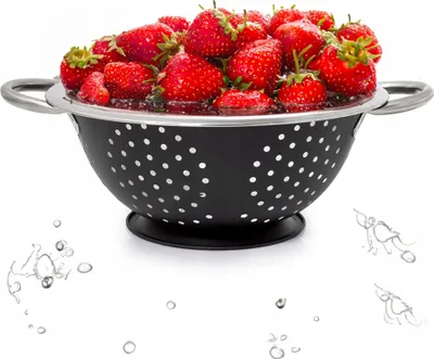 Zdjęcie produktu dla Cedzak Nierdzewny Durszlak z Uchwytami Czarny Mat 24cm