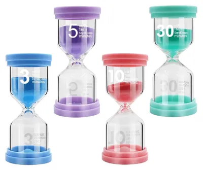 Produktbild von Sanduhr-Set - 4er-Pack mit 3 Min. 5 Min. 10 Min. 30 Min. Laufzeit - Timer für Klassenzimmer Spiele und Kinderzimmer - Bunt