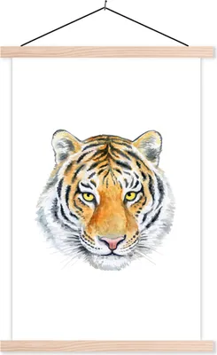 Produktbild von MuchoWow® Textilposter Tiger - Augen - Kopf 120x180 cm mit holzfarbenen Rahmen - Textil-Plakat