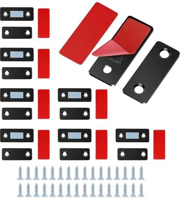 Obrázok produktu pre 8 magnetických zámkov – ultra tenký dizajn – nerezová oceľ – samolepiace magnetické uzamykacie prvky – silná magnetická sila – jednoduchá montáž – zámky na skrinky