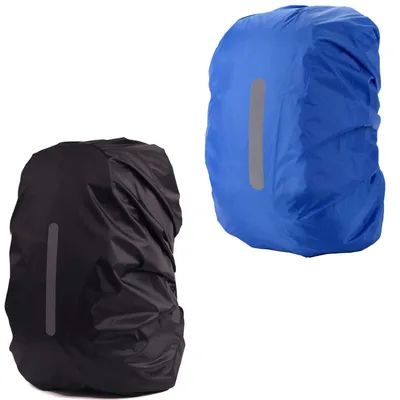 Imagen del producto de Funda impermeable para mochila, de 25 a 40 litros, con tiras reflectantes, en color y azul