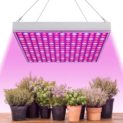 Obrázek produktu pro 45W LED lampa pro pěstování rostlin, 144 červených a modrých LED diod, lampa pro pěstování s plným spektrem světla pro hydroponii, vnitřní výsev, vegetační a květinovou fázi, pěstební stan a skleník