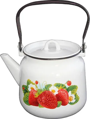 Produktbild von Erdbeeren Motiv Emaille Teekanne Kaffeekanne 3,5 Liter emailliert Wasserkessel 4