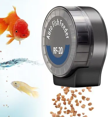 Produktbild von Futterautomat für Aquarien – Schwarz – 108 ml – Automatischer Futterspender mit Timer – Für Fische