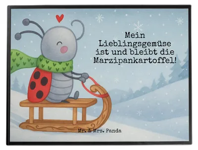 Produktbild von Mr. & Mrs. Panda schreibtischunterlage Smörle Rodeln Design - Weiß - Geschenk, Tischunterlage, Unterlage Schreibtisch, Schlittenfahren, Schreibunterlage, Marzipan, Winter