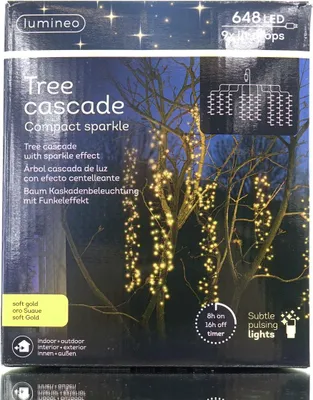 Produktbild von Lumineo LED Baumkaskade compact 9 Stränge 648 Lichter - softgold