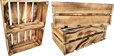 Produktbild von 4er Set Geflammt Holzkisten 25 x 40 x 30 cm massive Weinkisten in vielen Farben zur Auswahl Holz Kisten Obstkisten Apfelkisten, holzregal.