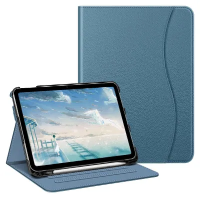 Produktbild von Fintie Hülle für iPad 11. Generation 11 Zoll 2025, iPad 10 Generation 10.9 Zoll 2022 - Multi-Winkel Folio Schutzhülle mit Stifthalter, Dokumentenfach und Auto Schlaf/Wach Funktion, Dunstblau