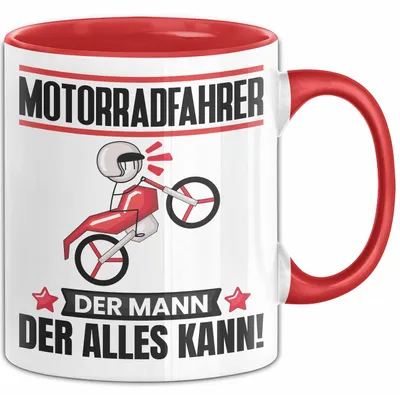 Produktbild von Motorradfahrer Tasse Geschenk für Motorradfahrer Der Mann Der Alles Kann Geschenkidee zum Geburtstag (Rot)