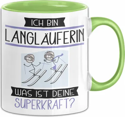Produktbild von Langläuferin Geschenk Tasse Ich Bin Langläuferin Was Ist Deine Superkraft Geschenkidee Lustig Geburtstag Weihnachten (Grün)