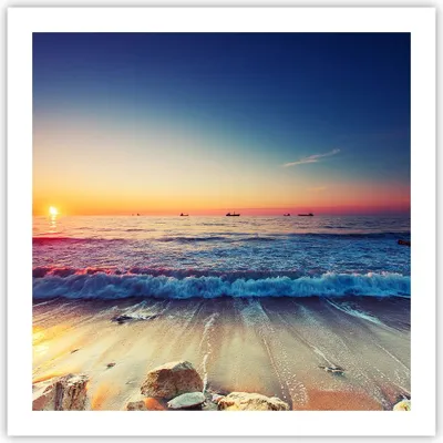 Produktbild von Poster - Poster ohne Rahmen - Meer Strand Welle - 60x60 cm - Wand Bild - Wanddeko - Wandbilder - Kunstposter - Wandposter - Bilder - Kunstdruck - Wanddekoration - Wandbild - P2XAC60x60-3613