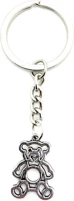 Produktbild von Onwomania Schlüsselanhänger Teddy Bär Silber Metall Anhänger Charm