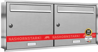 Produktbild von 2er Edelstahl Briefkastenanlage für Unterputz Montage