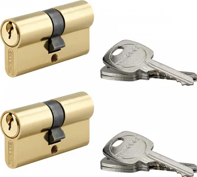 Zdjęcie produktu dla Zestaw 2 podwójnych wkładek bębenkowych STD, 30x30mm, identyczne klucze, mosiądz, 3 klucze/wkładka - THIRARD