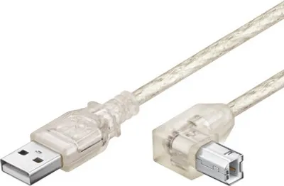 Produktbild von Anschlusskabel USB 2.0 Stecker A an Stecker B gewinkelt, transparent, 0,5m, Good Connections®