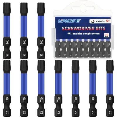 Immagine prodotto di Punte Torx T40 da 50 mm, 10 pezzi, acciaio S2, magnetiche