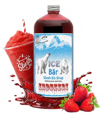 Produktbild von Ice Bär Slush Sirup Erdbeere Geschmack 1L 1:5 AZO & glyzerinfrei
