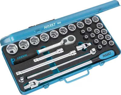 Produktbild von Steckschlüssel-Satz 905, 1/2", 30-teilig (blau, mit Umschaltknarre)