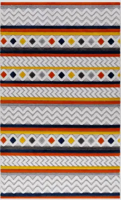 Produktbild von Teppich Kurzflor Retro Design Ornamente Bunt Kinderstube Wohnzimmer Teppiche