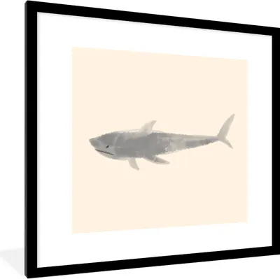 Produktbild von MuchoWow® MuchoWow® Gerahmtes Poster Fische - Wilde Tiere - Meer - Aquarell 40x40 cm - Poster mit zchwarzem Bilderrahmen - Poster - Plakat im Rahmen