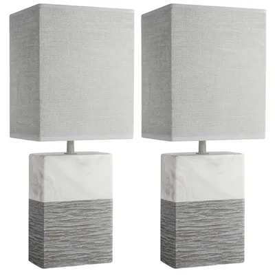 Produktbild von Tischlampe 2er Set Nachttisch Lampe Nachttischlampe Tischleuchte Marmor Look