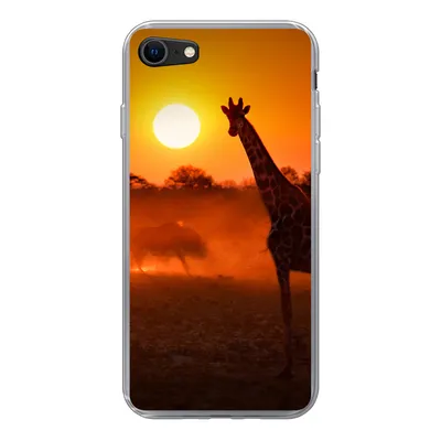 Produktbild von MuchoWow® Handyhülle Schutzhülle Hülle für iPhone 8 Giraffe - Sonne - Savanne Silikon Softcase Handy Hülle - Schutzhaube