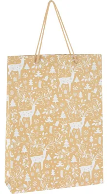 Produktbild von 24 Stück große weihnachtliche Geschenktaschen 33x10x41cm braun Präsentbeutel