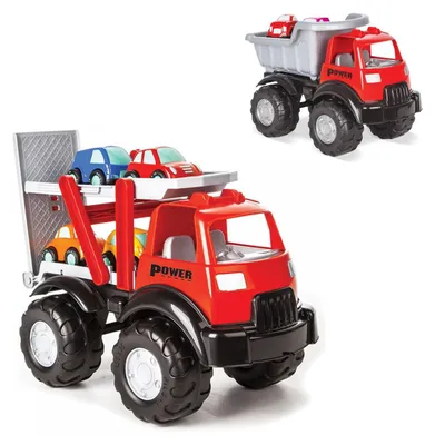 Produktbild von Pilsan Kinder Autotransporter 06516, Laderampe, vier kleine Autos ab 1 Jahr