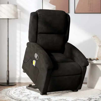 Produktbild von Cloris DesignMöbel Massagesessel mit Aufstehhilfe Schwarz Samt , Klassische Sessel 2024 Neu