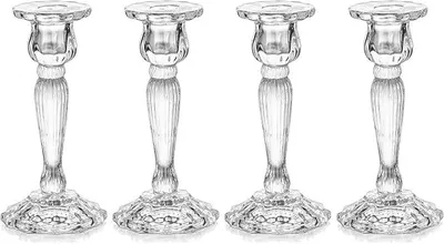 Imagen del producto de Soportes para velas de cristal, para velas tipo estaca, paquete de 4, 18 cm