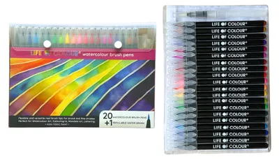 Obrázek produktu pro Sada akvarelových pastelek Life Of Colour, 20 barev, štětcové fixy, vodové barvy