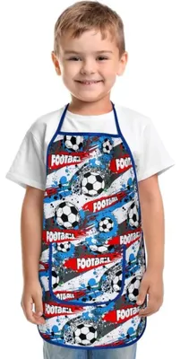 Immagine prodotto di Grembiule per bambini - 47 x 60 cm, per bambini da 5 a 8 anni - Blu,Rosso,Bianco