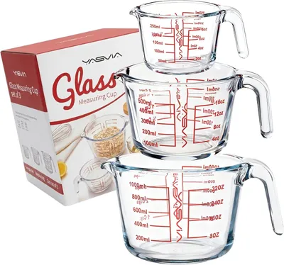 Produktbild von Messbecher Set 3-teilig, 250 ml, 500 ml, 1000 ml, Borosilikatglas, für Küche
