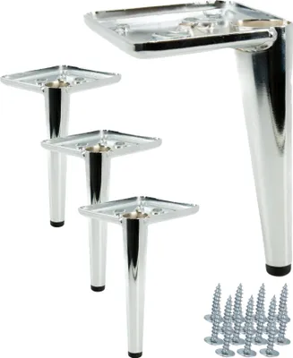 Immagine prodotto di set di 4 gambe per mobili 'Spitze' in cromo argento, altezza 15 cm, gambe in metallo per divani e armadi, viti incluse per un facile montaggio