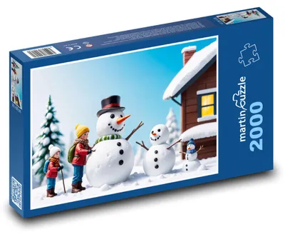 Obrázok produktu pre martinpuzzle – Puzzle 2000 – Snehuliaci a deti v zime