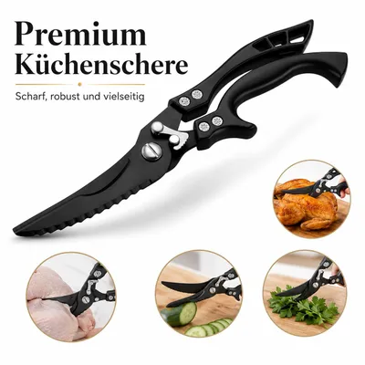 Produktbild von Multifunktionale Küchenschere 25,5 cm – kräftige Geflügelschere für Fleisch, Fisch, Kräuter & Gemüse – Ergonomischer Griff, rutschfest & rostfrei, KI-generiertes Bild