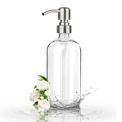 Produktbild von Glas Seifenspender 500ml mit Edelstahlpumpe