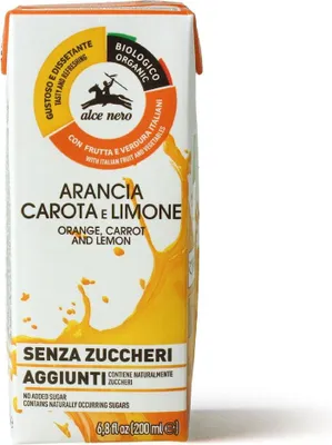 NAPÓJ JABŁKO - POMARAŃCZA - MARCHEW - CYTRYNA BEZ DODATKU CUKRÓW BIO 200 ml - ALCE NERO